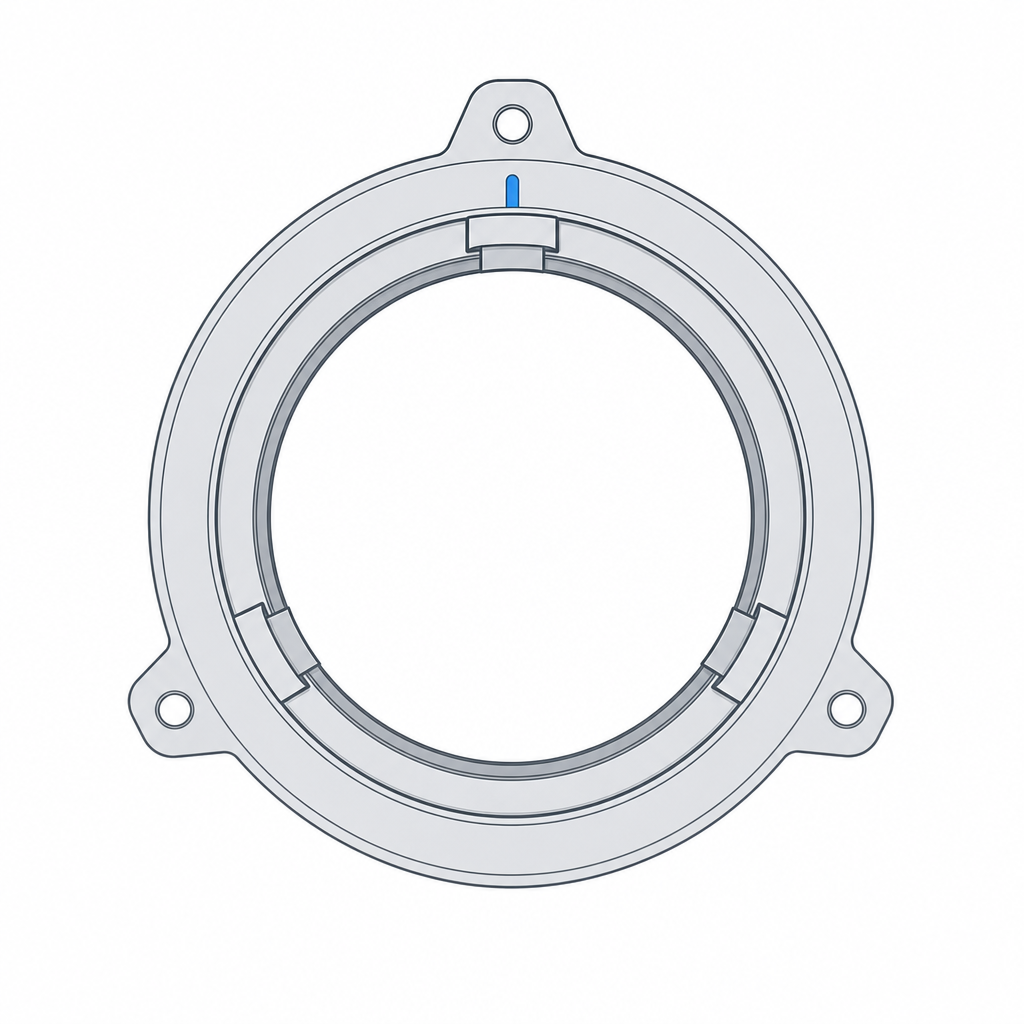 Two or three lugs spread symmetrically around the circumference of a bayonet mount